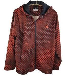 AND1 Orange and Gray Diagonal Geometric Pattern Hoodie Jacket Men’s XL